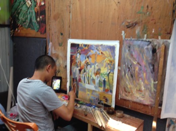 Painters busy at Daifen Artists Village, Shenzhen
